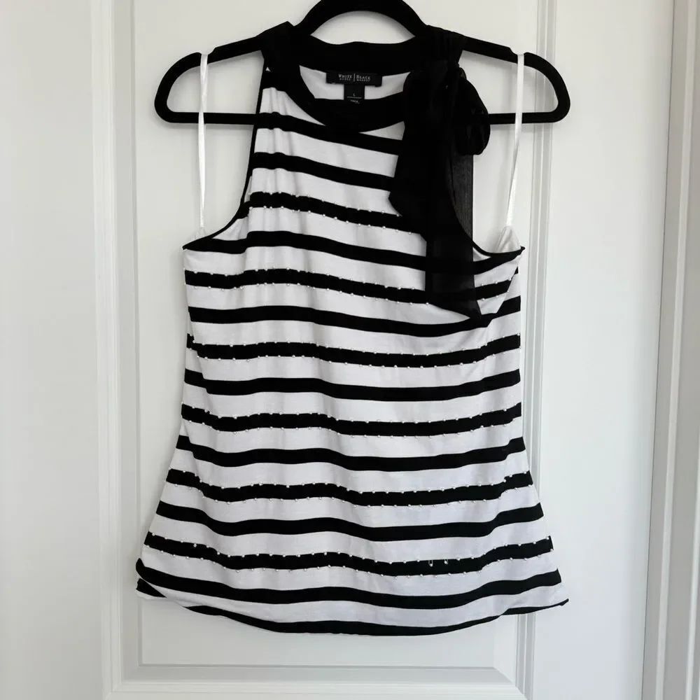 WHITE HOUSE BLACK MARKET | striped halter top with tie detail